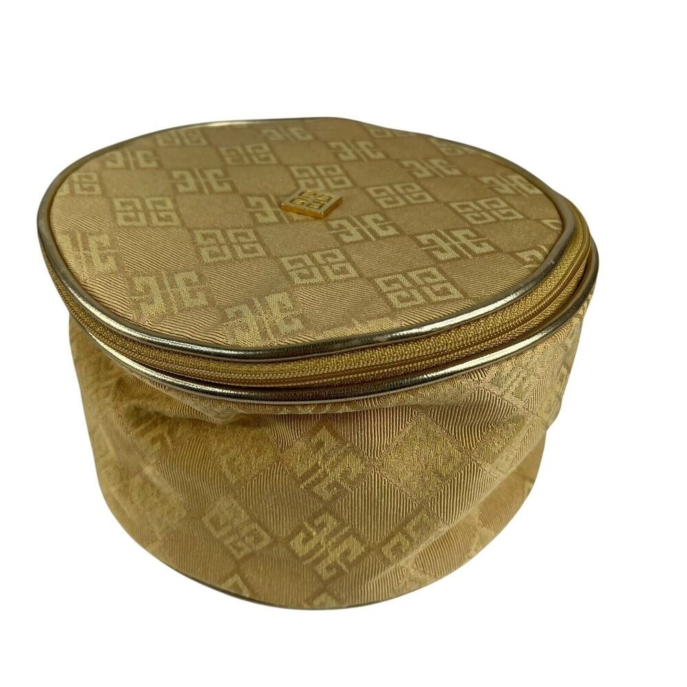 Organza by Givenchy Parfums Gold Train Case Zip‎ Around Bag Toiletry Barrel Bag